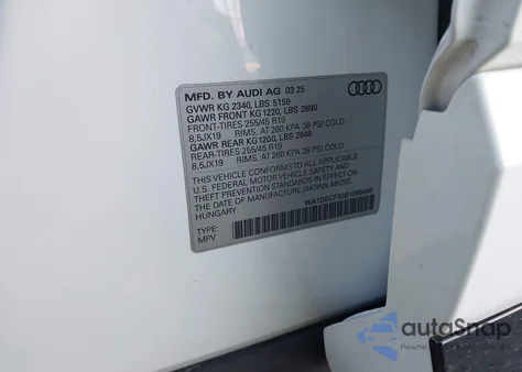 2025 Audi Q3 Premium 45 Tfsi S Line Quattro Tiptronic z USA, uszkodzony, nr VIN WA1DECF33S1068466